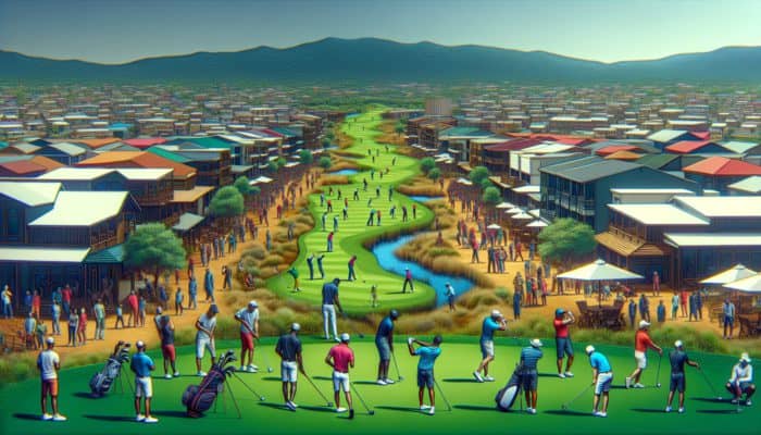 A bustling South African golf course contributing to local businesses and economy.