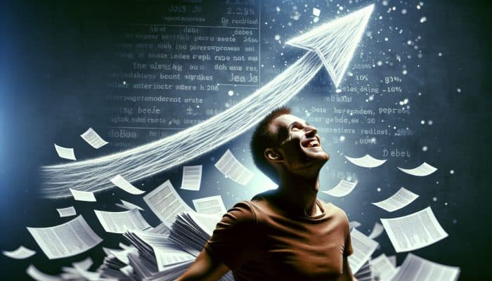 How to Use Spreadsheets for Debt Consolidation: UK Guide | DCL Person feeling relieved as multiple debts merge into one loan with lower interest rate.