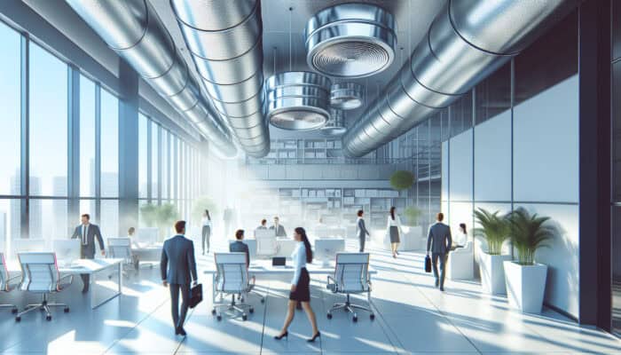Commercial Duct Cleaning Services in West Vancouver: Modern office demonstrating clean air ducts contributing to healthy employees and customers in an allergen-free environment.