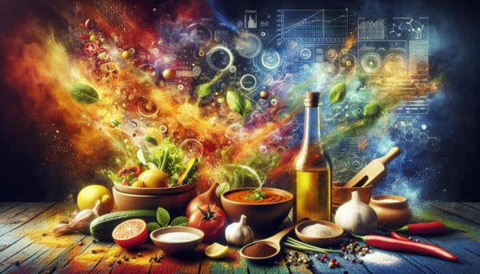 Lemon juice and vinegar adding brightness; oils and butter providing richness to balance flavors in curry and salad.