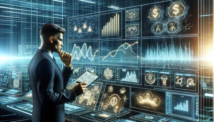 A manager in a control room monitoring risk indicators on screens for organisational safety and growth.