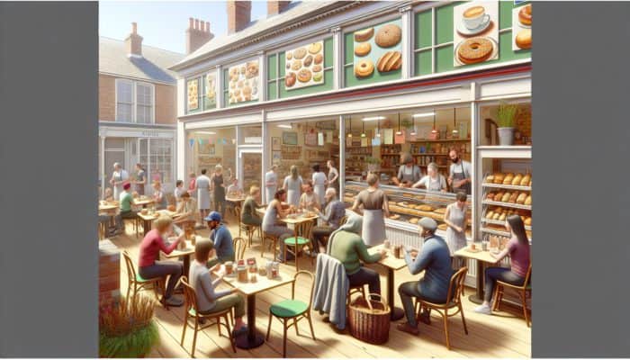 A bustling local bakery in Sturminster Newton showcasing vibrant Instagram posts of daily specials, boosting community ties and increasing foot traffic.