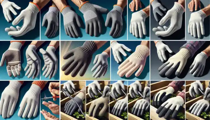 Hands wearing various cotton gloves, showing fit and dexterity for tasks like gardening in different weather.
