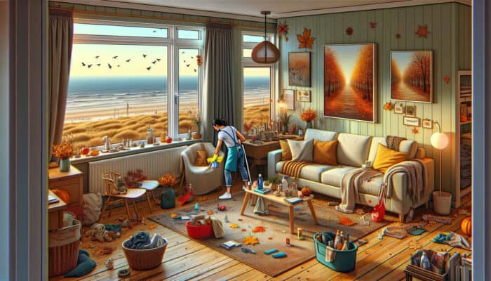 A Blackpool home in autumn, professionally cleared, showcasing a tidy space with a sea view.